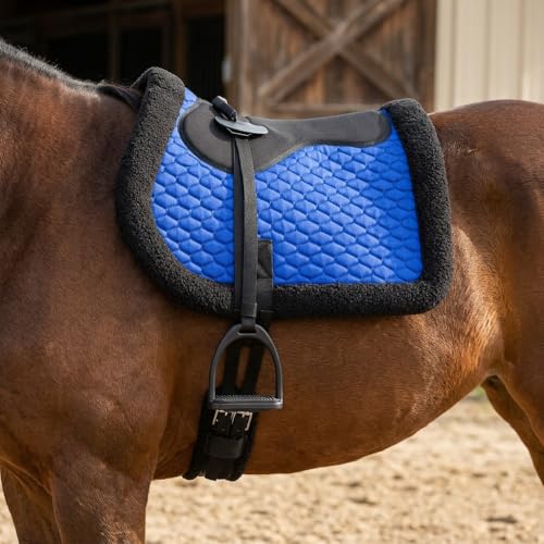 Image of Horse Quilted English Bareback PAD Trail Fleece Neoprene Royal Blue 72F48RB