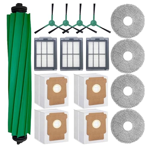 Odashen 16 piezas de repuesto para iRobot Roomba Plus 505/405 Combo de accesorios de aspiradora, 1 cepillo principal, 4 cepillos laterales, 3 filtros, 4 paños de fregona, 4 bolsas de polvo
