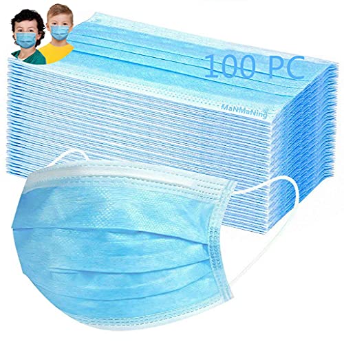 MaNMaNing Niños Mascarillas con Elástico para Los Oídos Pack 100 Unidades NM200-NO (100 Unidades, Azul)