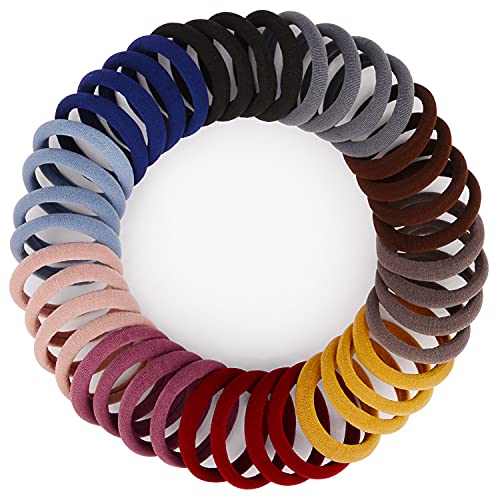 JessLab Spiral Hair Ties, 40 Pcs Traceless Phone Cord Hair Ties Plastic Coil Hair Ties Ponytail Holders No-Damage Hair Accessory for Girls Women Ladies, Color Assorted (#21)