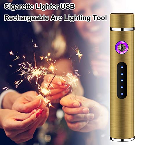 Doppelbogenfeuerzeug, Zigarettenanzünder USB Aufladbar LED-Display Feuerzeug, Elektrisches Winddichtes Flammenloses… – Bild 5