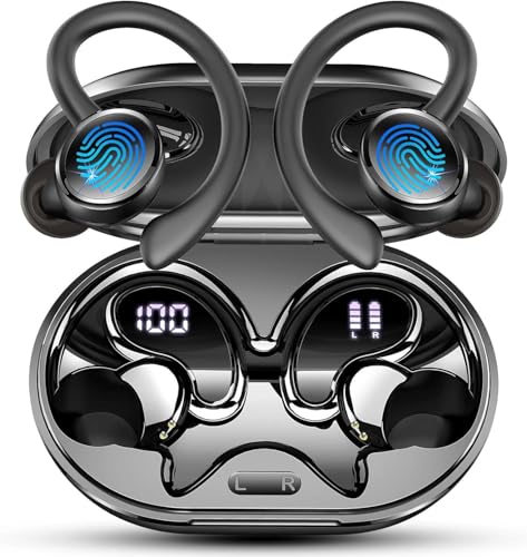 2026 Ecouteurs Bluetooth sans Fil Sport, Écouteur Bluetooth 5.4 avec HiFi Stéréo, 50H Écouteur Bluetooth 4 ENC Réduction Bruit Mic, IP7 Étanche Oreillette Bluetooth, Écran LED Casque pour Running