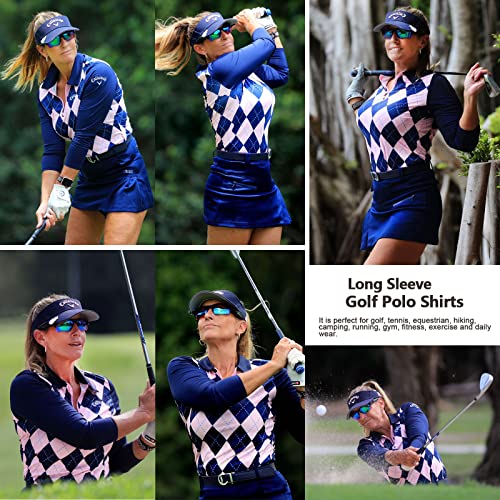 Soneven Women's Long Sleeve Golf Polo Shirts Moisture Wicking Quick Dry Half-Zip Pullover Athletic Workout Striped Tops (Black, Medium) by Soneven - Used condition - Image 2