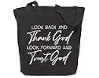GXVUIS Canvas Tote Bag for Women Thank God and Trust God Christian Reusable Grocery Shoulder Shopping Bags Friends Gifts