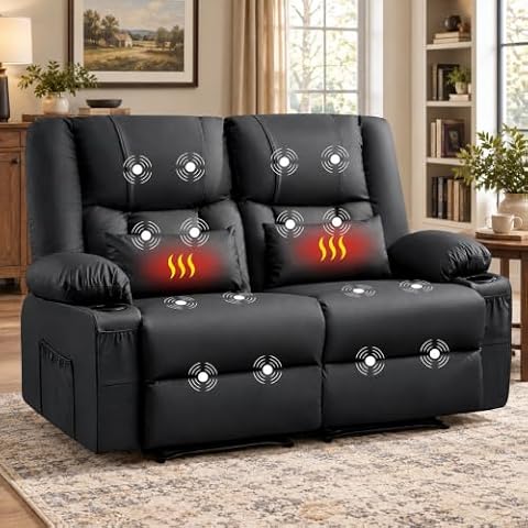 MAHOMICO Recliner Loveseat with Massage and Heating, with Cup Holders and 2 USB Port for Living Room… — $429.99 (14% off)