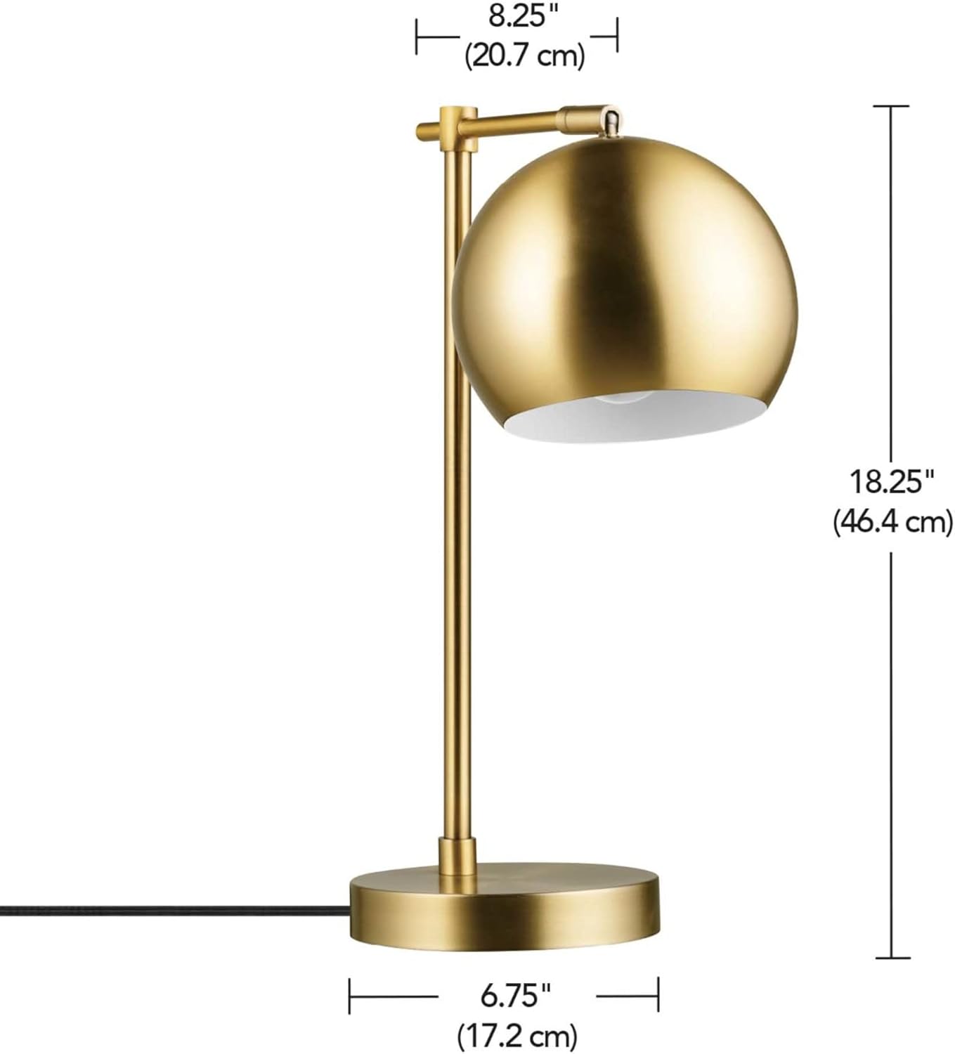 Globe Electric 18" Desk Lamp, Matte Brass Finish, Pivoting Shade, in-Line Rocker Switch, 10W LED Bulb Included, Vintage Glam Style, 52915