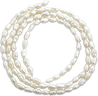 One VINTAGE Japan Japanese 4.5mm x 2.5mm Freshwater Biwa Rice Pearl 15" Strand