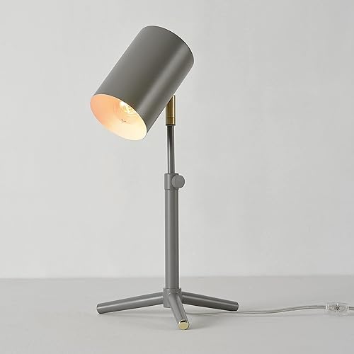 Miniatura 7 de GLOBE Lámpara eléctrica de escritorio Pratt 30298 de altura ajustable de 18 pulgadas, gris mate, junta de pivote de latón, interruptor basculante de