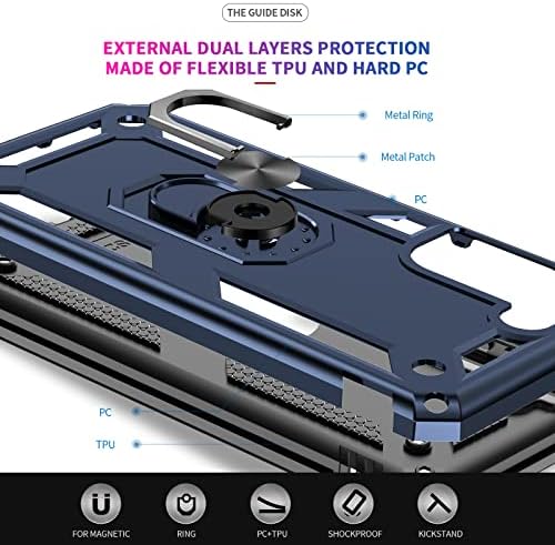 LeYi for Samsung Galaxy S21 FE 5G Case and 2 Camera Lens Protector and 2 Tempered Glass Screen Protector,Ring Holder Military Grade Protective Silicone Shockproof Tough Hard Armour Phone Cover, Blue