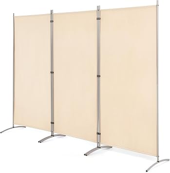 YODOLLA 3 Panel Privcy Room Divider, 6 FT Outdoor/Indoor Portable Office Divider, Folding Privacy Screens for Leisure Area, Bedroom,Study, 102" W x 20" D x 71.3" H, Beige