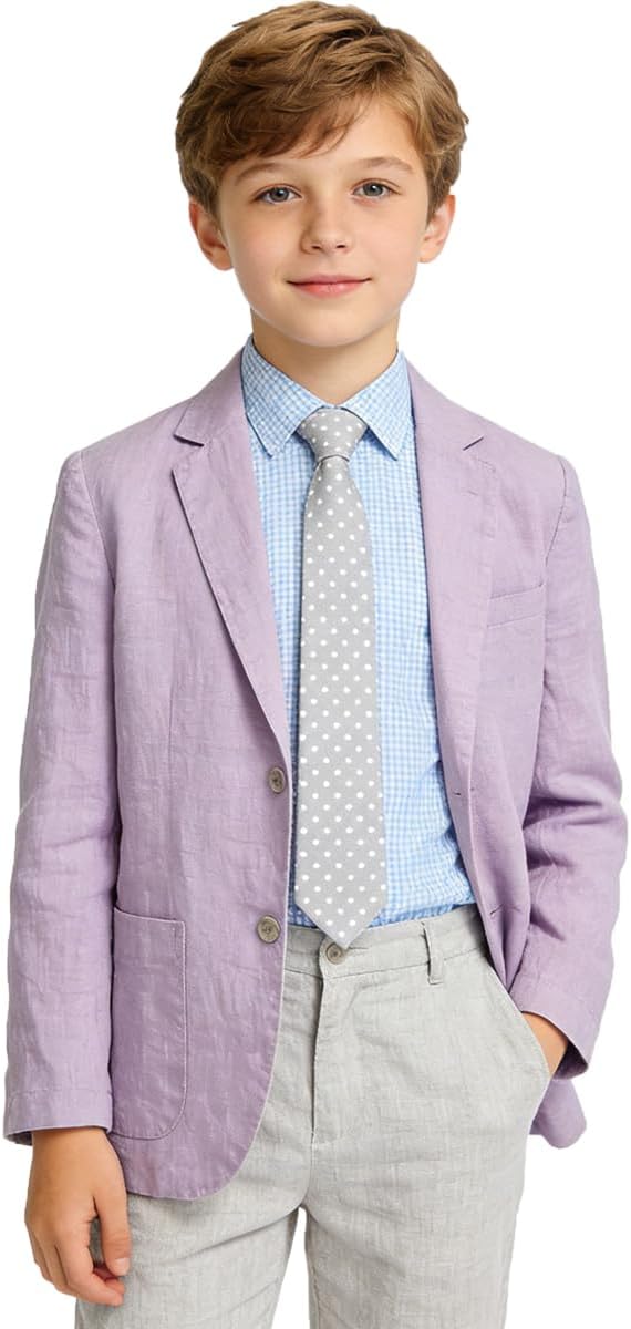 Linen Blazer Boys Jacket Casual Lightweight Blazer for Kids Boy Sport Coat for Summer Beach Wedding Party