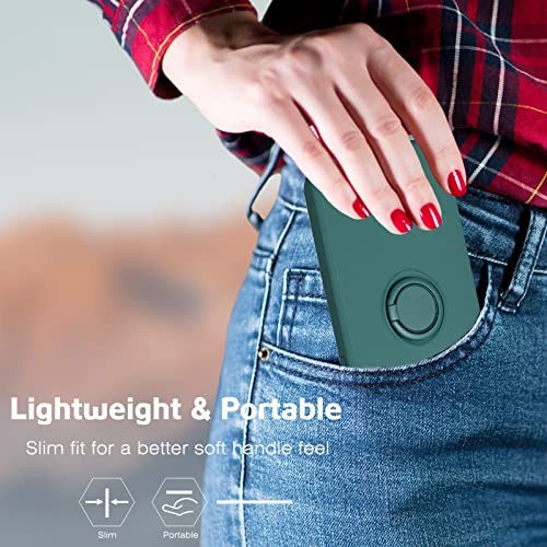 Zvastt Iphone 13 Case Ring Holder Kickstand Support Magnetic Car Mount Slim Soft Silicone Gel Rubber Shockproof Protective Anti Scratch Phone Cover For Iphone 13 6.1" 2021 Release - Midnight Green #TOP7
