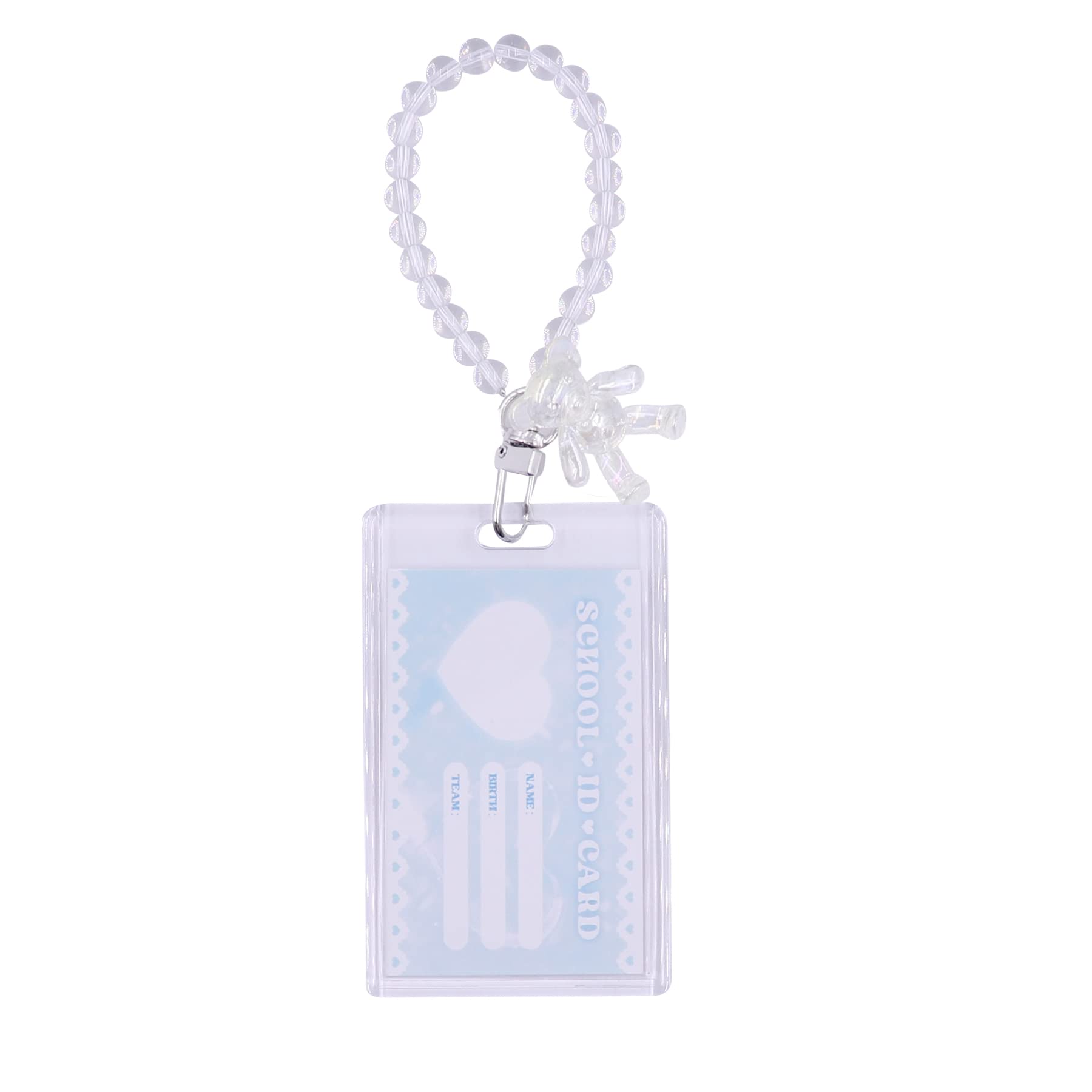 Clear Acrylic Kpop Photocard Holder Cute Credit ID Bank Card Photo Display Holder Protective Case with Love Heart Pendant