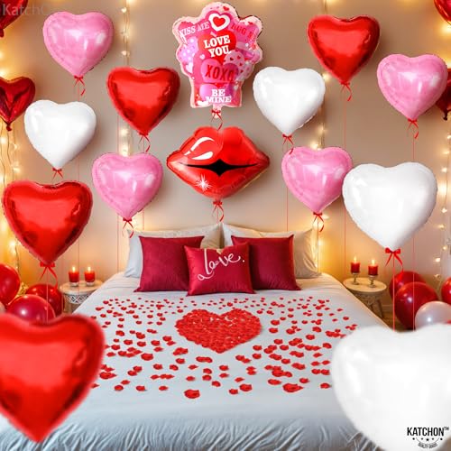 Image of KatchOn Huge Valentine's Balloons Set - Pack of 14 I Love You Balloons, XOXO, Lip Balloons & Heart Balloons for Valentines Day Decor Galentines Day Valentines Day Decorations