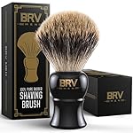 Pure Badger Shaving Brush LARGE (24mm knots) - Heavy Resin Handle - Use with Double-Edge Safety Razor, Straight Razor and Shaving Bowl - Black