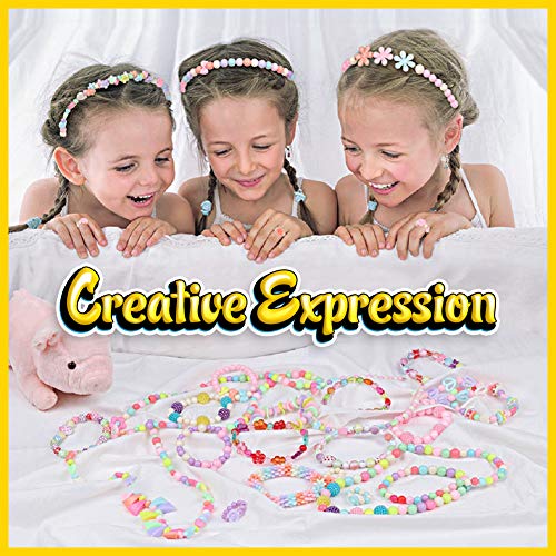 Huatk Bead Kids Set For Jewelery Making - Craft Beads Kits For Little Girls Diy Necklaces Bracelet Children Games,Gift For Kids. Jewelry Beads For Kids，Craft Bead Kit #TOP2