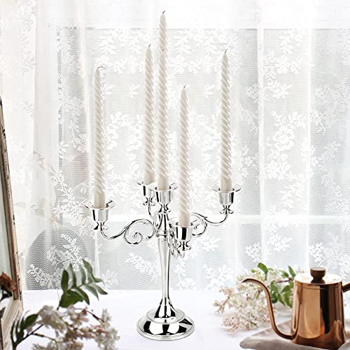 Vintage Silver 5 Arm Candelabra, Metal Candle Holders for Wedding Table Centerpiece, European Style Candlestick Holders for Home Decor, Christmas Birthday Gift - Cosy Home Interiors Vintage Silver 5 Arm Candelabra, Metal Candle Holders for Wedding Table Centerpiece, European Style Candlestick Holders for Home Decor, Christmas Birthday Gift - Image 5
