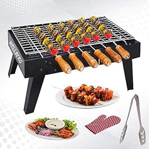 Chefman Premium Barbeque Grill with 6 Skewers Coal-Base Gardening Barbeque (Red)