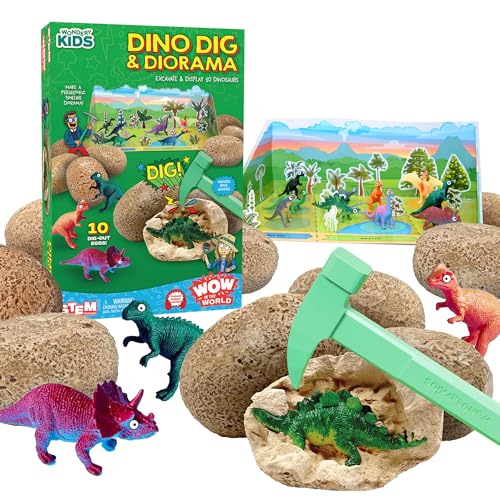Thames & Kosmos Wow in The World Dino DIG & Diorama | 10 Dig-Out Plaster Dinosaur Eggs, Prehistoric DIY Diorama, Companion Audio Content, Bonus Reusable Science Tool, STEM Toy for Kids 4