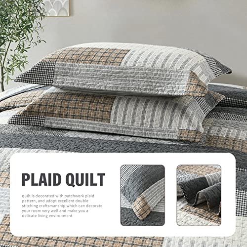 Y-Plwomen Queen Quilt Set 100% Cotton Quilts Queen Size, Cozy Plaid Queen Quilt, Reservible Lightweight Queen Quilt Bedding Set For All Season, 3-Pieces #TOP5