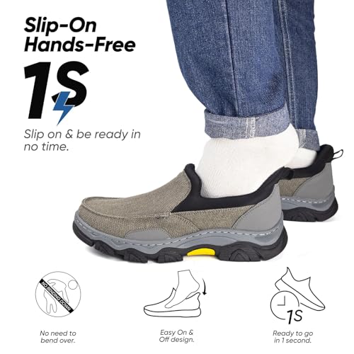 UPIShi Men's Hands Free Slip On Loafer Slip-ins Walking Casual Canvas Lightweight Indoor Outdoor Cushioning Shoes2