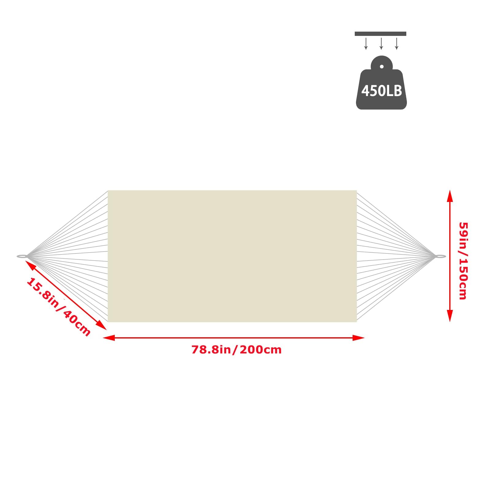 Hamac de Jardin avec Glands élégants Macrame Hammock lit avec Sac de Transport pour Le Patio, Cour, extérieur et intérieur Charge 204kg
