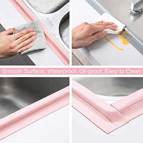 Image of 2 Roll Caulk Strip Tape, Self-Adhesive Waterproof Caulking Sealing Tape for Kitchen Countertop Sink Toilet Bathroom Bathtub Floor Wall Edge Sealing Strip 1.5 Inch x 10.5 Feet,Pink