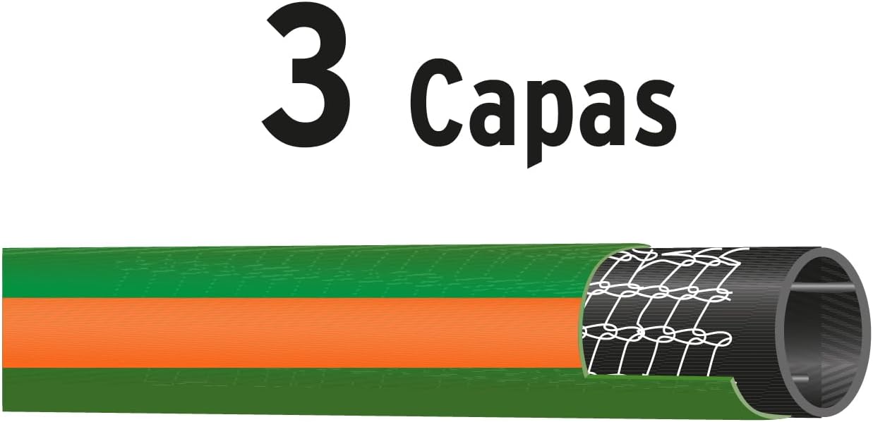 TRUPER MAN-25X1/2R 1/2" Reinforced Hoses, 3-Ply, Brass Fittings 82Ft (25m)