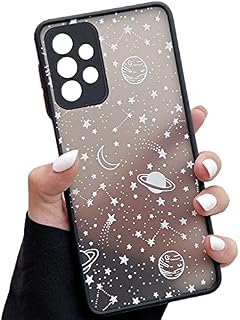ZTOFERA Compatible with Samsung Galaxy A52s 5G & A52 4G/5G Case, Planet Star Space Pattern Protective Phone Case Translucent Frosted Hard PC Back with Silicone Bumper Cover - White Sky