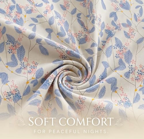 Image of BSB HOME 210 TC Cotton Feel Double Bedsheet with 2 Pillow Covers, Soft & Breathable Floral Printed Bed Sheet, Easy Care Bedding for Bedroom - 86 x 88 Inches (218 x 224 cm) (Off White)