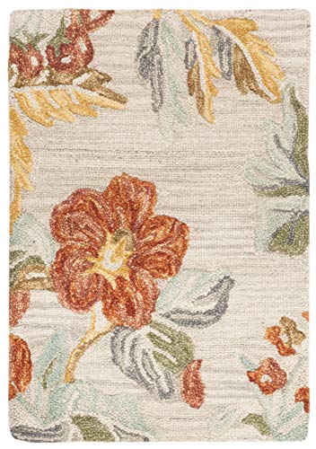 Tapete SAFAVIEH Blossom Collection 2'3" x 4' Gris / Rojo miniatura 3