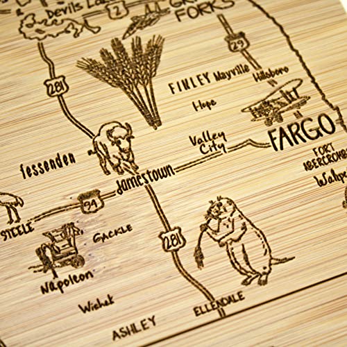 Image of Totally Bamboo A Slice of Life North Dakota Engraved Map Cutting Board