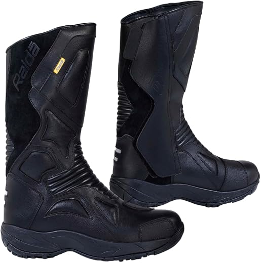 Raida Explorer Motorcycle Boots | Ankle, Shin, &amp; Heel Protection | Memory Foam Insole | Leather (Black, 9)
