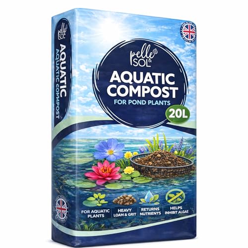 Pelle & Sol 20L Aquatic Compost for Pond Plants Loam & Grit Aquatic Soil Nutrient-Rich Feed for Submerged Floating & Marginal Plants Garden Compost for Outdoor Use