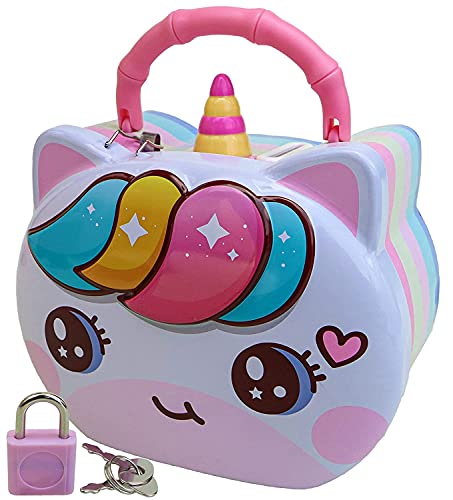 Netigems Unicorn Money Safe Piggy Bank With Lock Savings Bank For Kids Made Of Tin Metal, Modern, Multi-coloured (B0B65M3F43) Amazon Price History, Amazon Price Tracker
