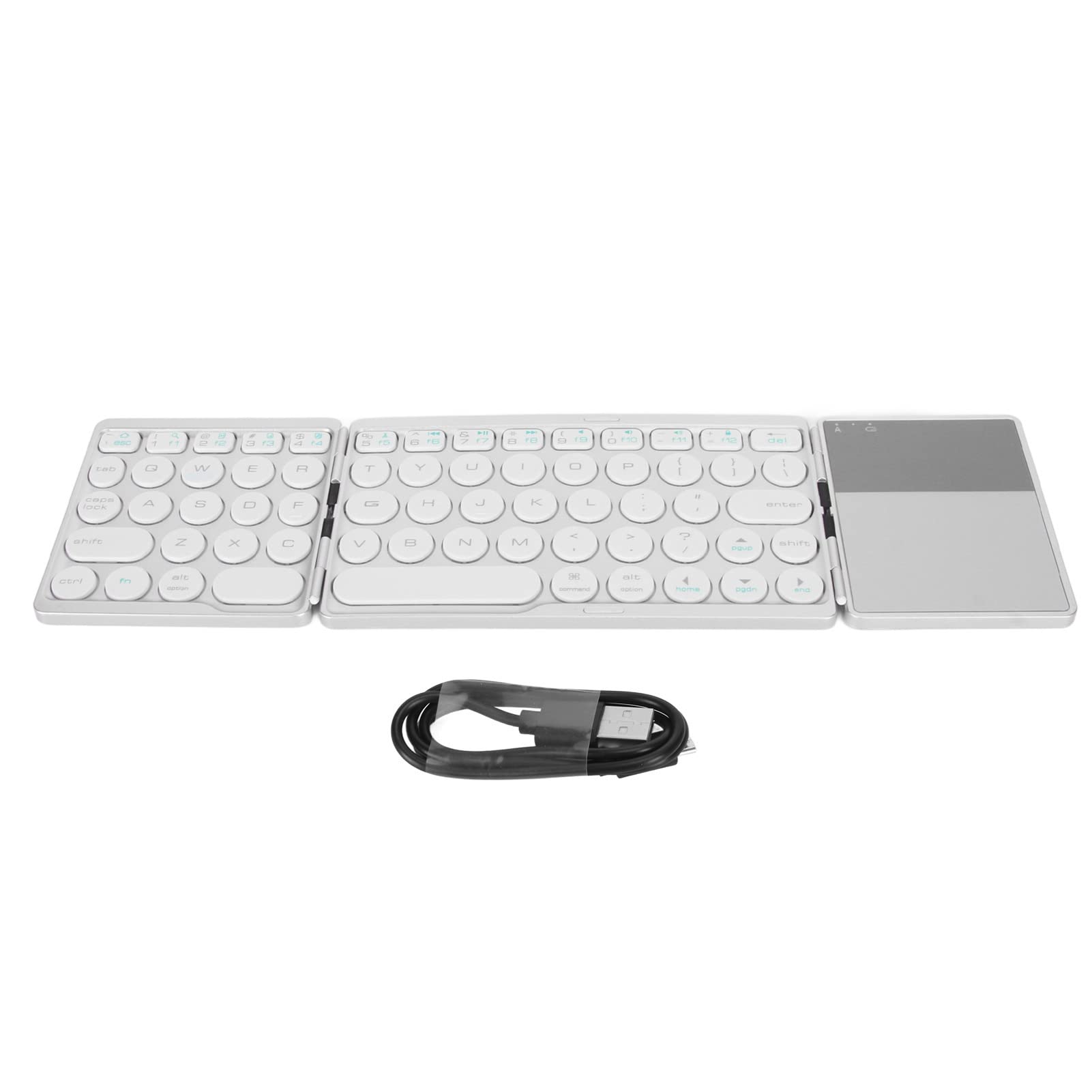 ASHATA Tastiera Bluetooth Pieghevole con Touchpad, Tastiera Bluetooth Pieghevole Portatile Mini Tastiera Wireless Ultrasottile per iOS Android Windows PC Tablet Smartphone (Silver)