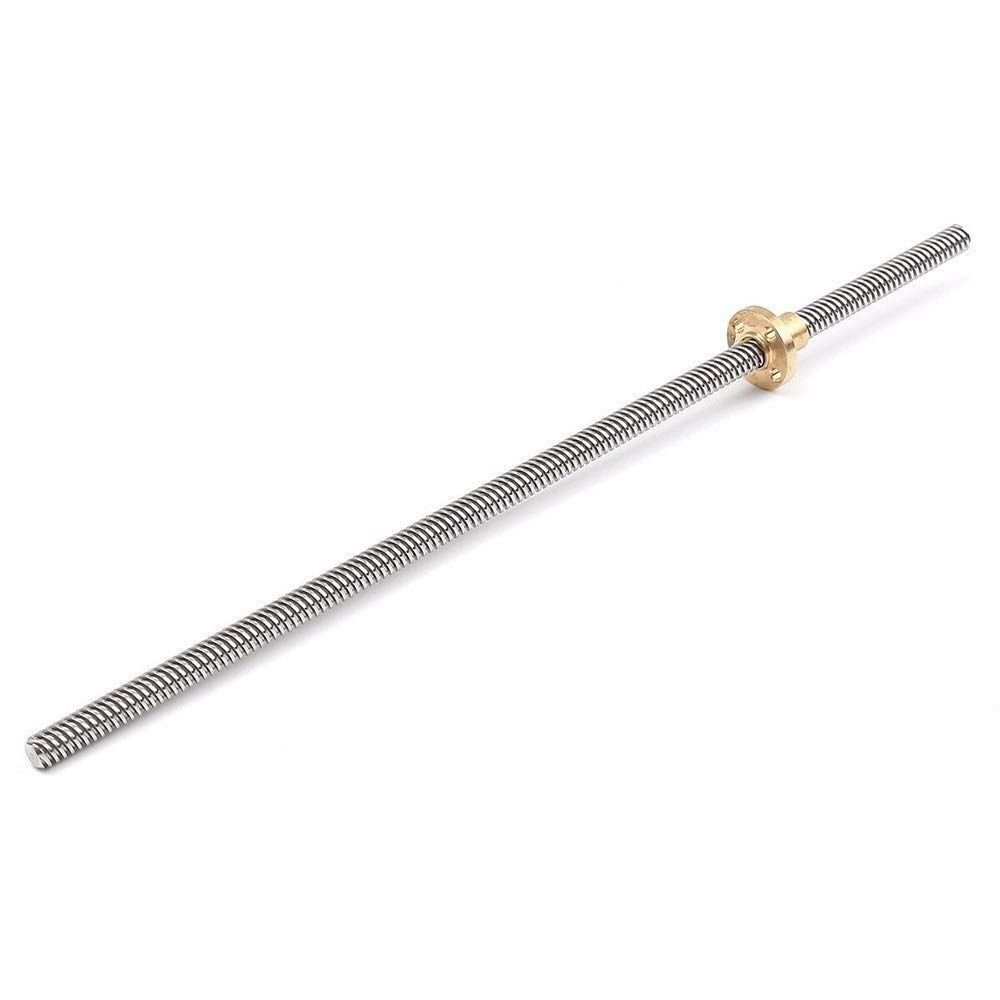 Trapezgewindespindel 2 Stück T6-Leitspindel und Messingmutter, 6 mm Gewinde, 1 mm Steigung, Länge 150/200/250/300/400 mm, Trapez-Leitspindel aus Edelstahl, für die Antriebsführungsschiene des Schritt