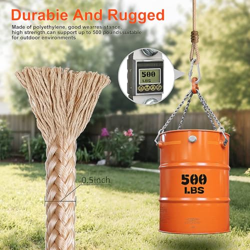 Image of High-Strength Tree Swing Straps - 600lbs Capacity, 35-60 inch Adjustable with Carabiners | Heavy-Duty Hammock & Swing Extension Straps | for Tree Swing, Hammock, Aerial Yoga & Backyard Play