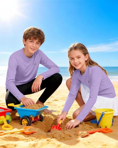 Image of Boys UPF 50+ Swim Shirt Long Sleeve, 1 or 2 Pack Rash Guard Tops