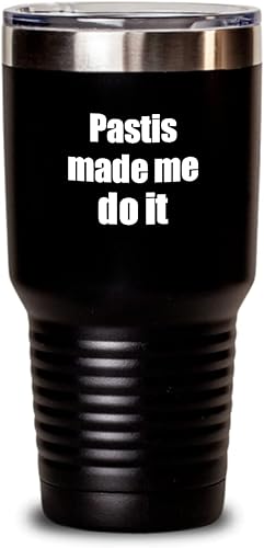 Miniatura 7 de Pastis Made Me Do It Tumbler Funny Drink Lover Alcohol Addict Gift Idea Insulated Cup With Lid Black 20 Oz