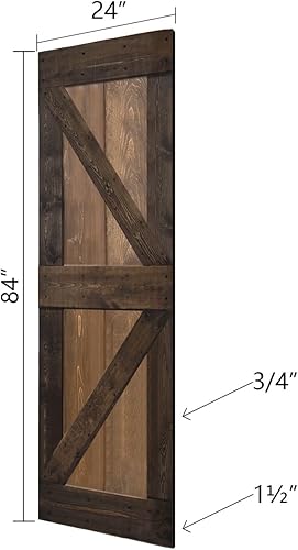 Miniatura 3 de K Style Series - Losa para puerta corrediza de granero de madera de pino anudada (24 pulgadas x 84 pulgadas, nogal oscurocafé Kona)