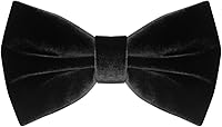 Luckyvestir Men's Black Velvet Pre-Tied Bow Tie - Adjustable Soft Silk-Like Necktie for Weddings, Parties, Business (4.72x2.75")