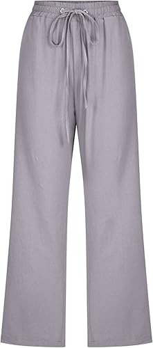 Miniatura 3 de Ceboyel Pantalones capri para mujer para verano, cintura elástica, pantalones de yoga, con cordón, pantalones de lino, pantalones de entrenamiento