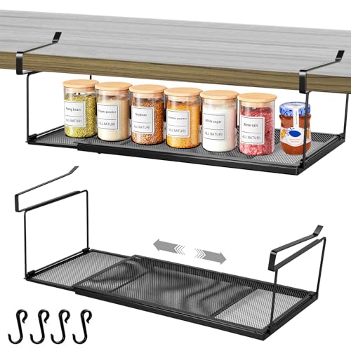 Étagère de rangement sous placard panier suspendu extensible sans perçage - 2