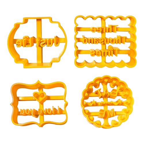 Zktfyshk - Juego de 4 sellos de galletas de ABS con diseños de bendición de festivales para entusiastas de la hornilla, actividades familiares y golosinas navideñas