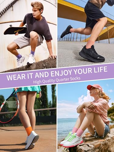 Image of Airacker Athletic Quarter Socks with Cushion Running Ankle Socks for Men Women 6 Pairs