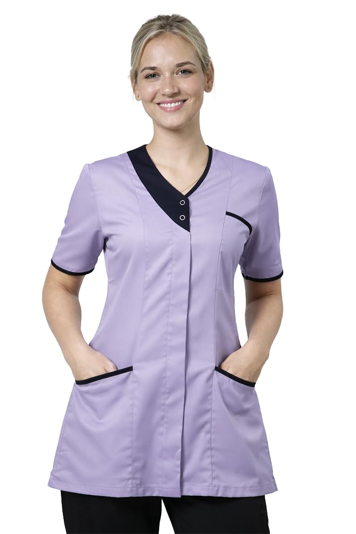John & Smith London Women’s Premium Healthcare Scrub Top Uniform for Home Care, Hospitals, Clinics, Care Homes, Beauty Spa & Wellness Roles | Belgravia Asymmetric Tunic LI NB 20