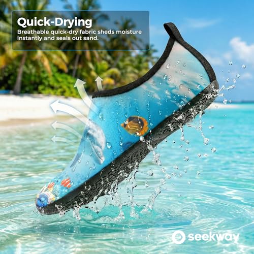 Image of SEEKWAY Water Shoes Women Men Adult Quick-Dry Aqua Socks Barefoot Non Slip for Beach Swim River Pool Lake surf Black SK002(U)