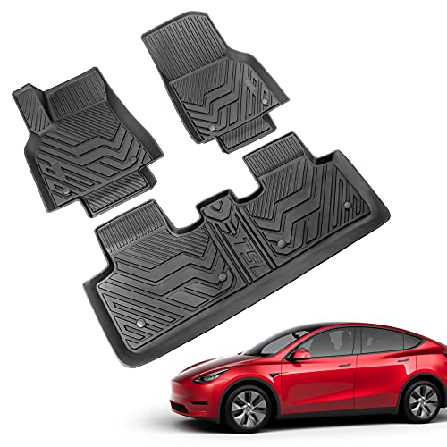 Xipoo Fit Tesla Model Y Floor Mats Liners All Weather Car Floor Mats TPE Floor Protection for 2020 2021 2022 Tesla Model Y Accessories (Floor Mats)