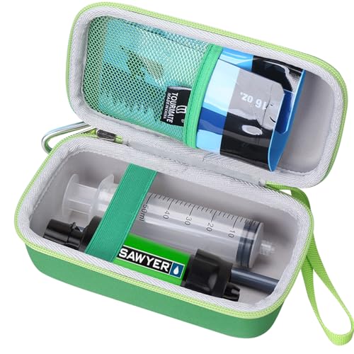 Water Filter for Sawyer Products Mini Water Filtration System, Protective Carrying for Drinking Straw, Squeeze Pouch and Other Accessories (Green)